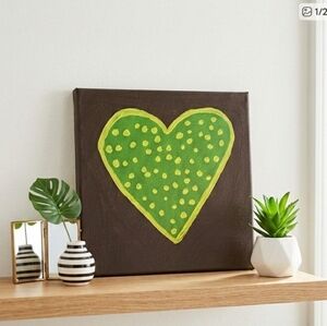 💚 Signed Original 8x8 Green Heart Painting - Perfect Gift!